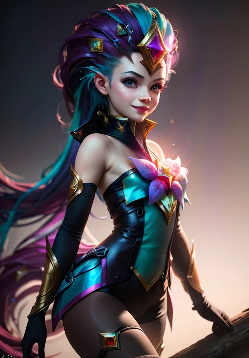 <lora:star_guardian_Zoe:0.8>, star_guardian_Zoe, solo, smile,, (magical, magnificent, masterpiece:1.3), (trending on CGSociety, trending on pixiv, contest winner:1.3)