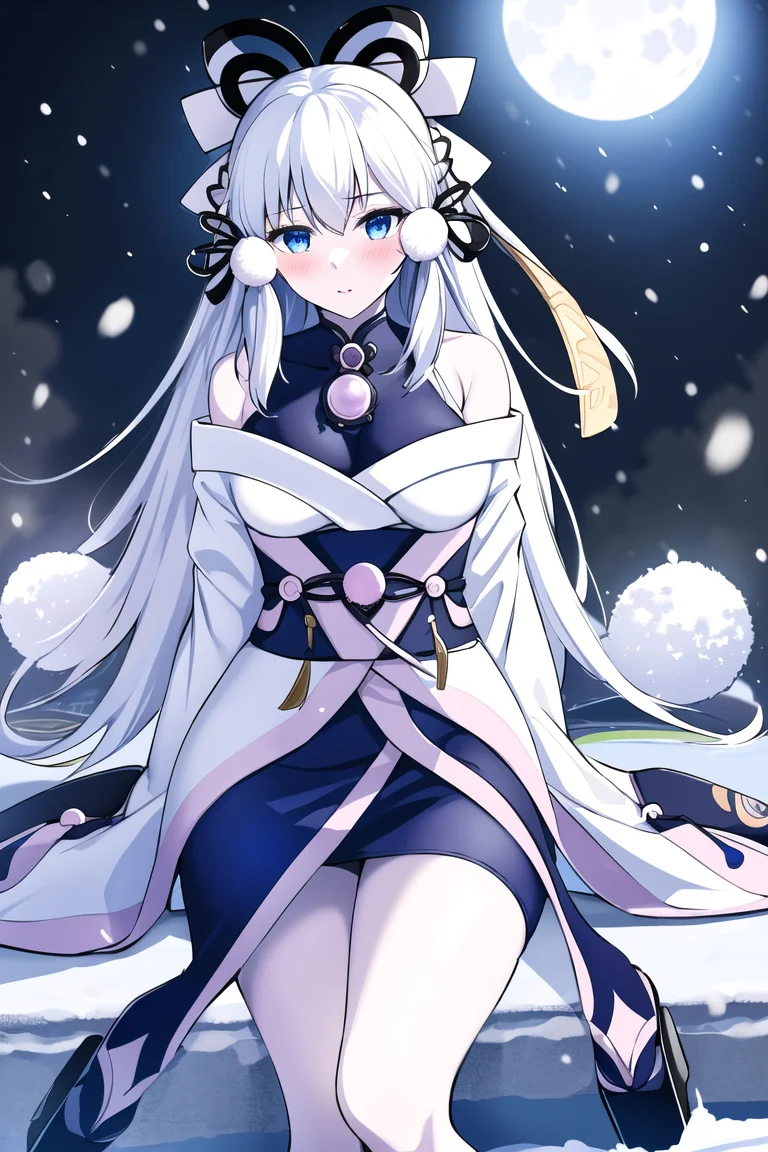 <lora:YukiOnnaYGOv2-20:0.8>,
YukiOnnaYGO, AbsoluteZeroMayakashi , 1girl, sandals , solo, looking at viewer, snow storm , blush, sitting, night, snow, winter, dark, pale skin, full moon,