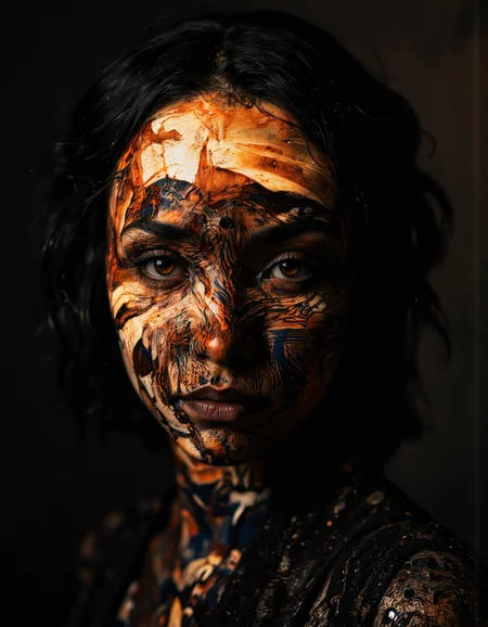 A highly detailed cinematic photography.
Light Trails Photography by Aaron Siskind and Farah Mahbub of a person with head replaced by an corrupted digital glitch effect, Completely The world of the Lord of the Rings, pure black, detailed, aesthetic of land art with evolving atmosphere, procedural sky, crisp details, iconoclastic supreme masterpiece with high-quality details, amber and crimson colors, silhouette dazzling light, enigmatic andmenacing and overwhelming atmosphere, raw details, complete sharpness, blurred background. <lora:Exogenous:1>