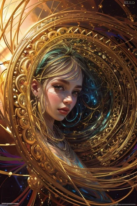 (((1girl))),(geometric abstract background:1.4), esoteric, depth of field (zentangle, mandala, tangle, entangle) (photorealistic:1.4), official art, unity 8k wallpaper, ultra detailed, beautiful and aesthetic, masterpiece,best quality, (dynamic angle:1.4), glowing skin, (floating colorful sparkles:1) the most beautiful form of chaos, elegant, a brutalist designed, vivid colours, romanticism,back to camera,