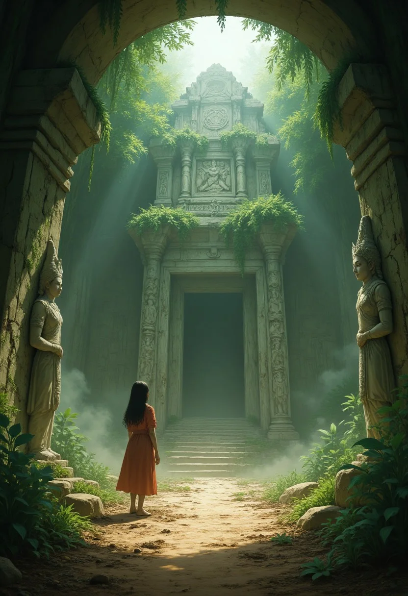 crumbling ancient temple deep in a dense jungle, overgrown with vines and moss, statues of forgotten gods standing guard at the entrance, intricate carvings and murals depicting scenes from ancient myths on the walls, shafts of sunlight filtering through cracks in the ceiling, illuminating the dust-filled air, eerie, mysterious atmosphere, sense of hidden secrets and forgotten history
aidmaIllustriousStyle