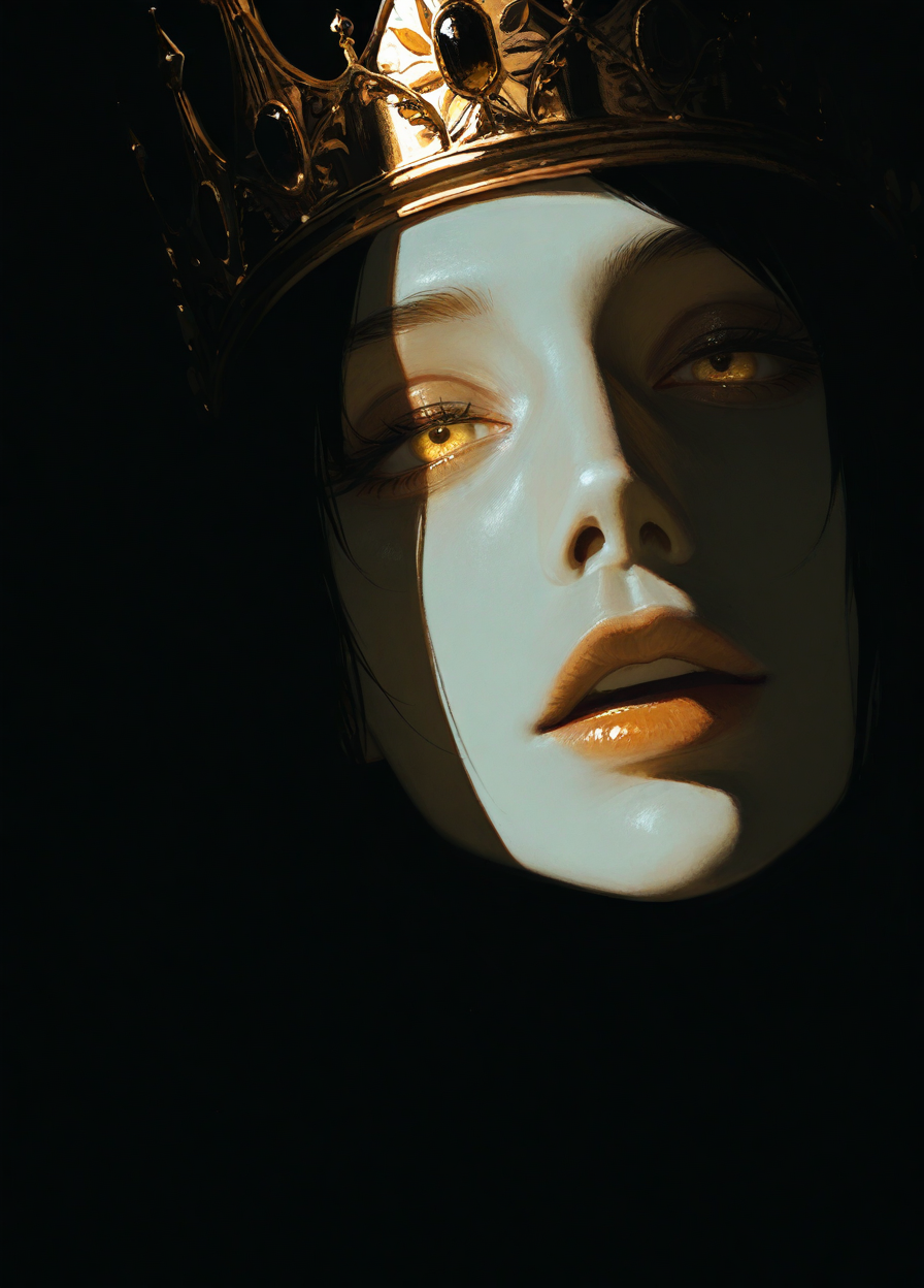 score_9, score_8_up, score_7_up, realistic, (NSFW:1.05),
masterpiece, best quality, amazing quality, highres, absurdres, very aesthetic, very awa,expert shading, ultra detailed, UHD, 8K,
BREAK, 
3l3ganc3, semi-realism, 1girl, solo,  (closeup:1.5) eye focus, queen with a ice crown, yellow eyes, contrast lighting, parted lips, dark room, None <lora:ponyv6_noobV1_2_adamW-000017:0.45> <lora:Elegence_Niji:0.8> <lora:ka_marukogedago:0.55>