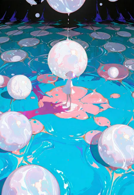 pastel colors, surreal, (abstract:1.5)
1 adult woman, marbled floor, liquid floor, colored shadow, different shadow,,
, (((white sphere on background)))
