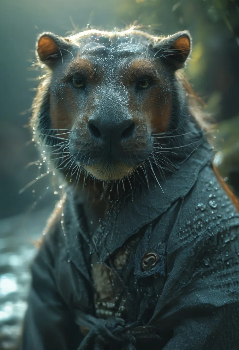 score_9, score_8_up, score_7_up, profesional photo, portrait photo an Animal seal as a navy seal riding a horse (could be seahorse) out of the water, depth of field, highly detailed, high contrast, film grain, Rim Lighting, holding katana, realistic anime