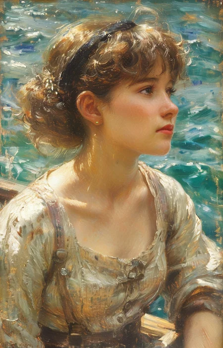 masterpiece,best quality,<lora:tbh239-sdxl:0.9>,illustration,style of Henry Scott Tuke portrait of idolmaster cinderella girls,