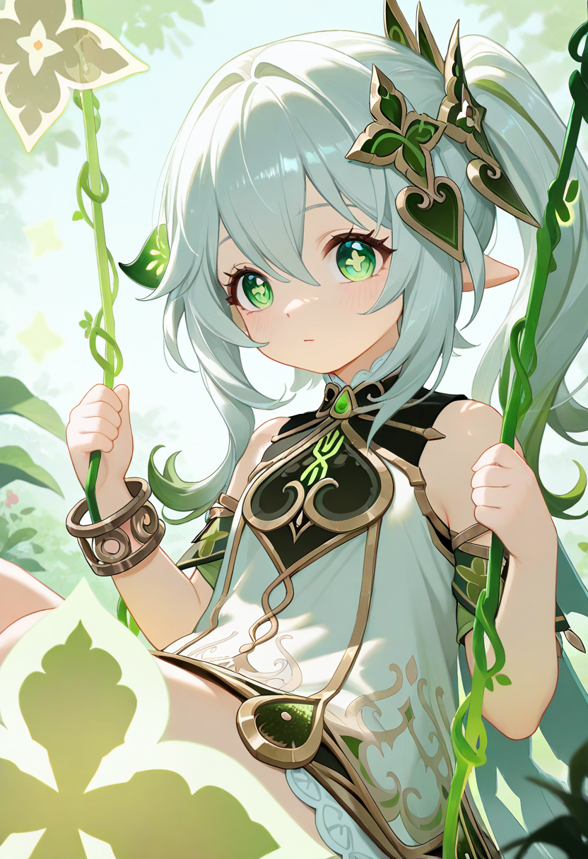 (masterpiece, best quality, absurdres,very aesthetic,newest),1girl,nahida \(genshin impact\),sitting,swing,upper body,
green gemstone,green theme,crystal,shade,
<lora:Obsidian_Jade_Style:0.5>,
