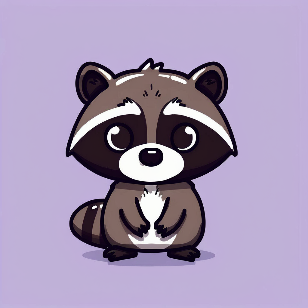 raccoon cartoon, flat, clipart, illustration