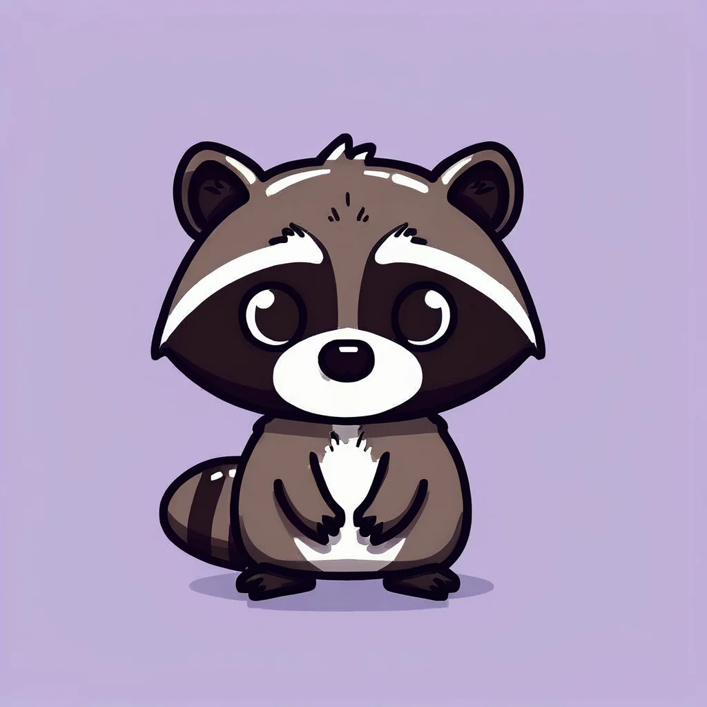 raccoon cartoon, flat, clipart, illustration