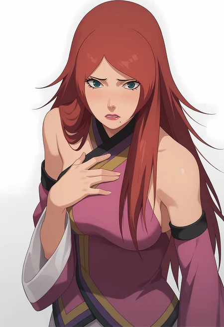 score_9, score_8_up, score_7_up, game cg,
fuka, 1girl, solo, looking at viewer, detached sleeves, bare shoulders, pink japanese clothes, breasts, lipstick, breasts,mole under mouth,
upper body, from above, parted lips, pov,
blush, shy, frown, sad,
hand on own chest,
simple background, white background,
<lora:Naruto_Fuka_v2_PXL-000017:1>