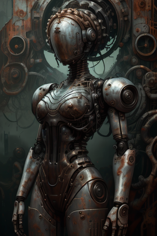 horror style <lora:OxideTech:1>,oxidetech,rusty steel,<lora:Concept_-_Hella-sthetic_v2:0.7>,post-apocalypse,ruins,abandoned city background,<lora:Bliznyashki:1>,robot,braided hair,jacket,(metal skin:1.3),moscow,<lora:EvilM:0.7>,creature,ancient,dark,evil,, intricate, elegant, highly detailed, symmetry, magical atmosphere, sharp focus, majestic, very coherent, radiant, advanced, cinematic, artistic, fine detail, winning, beautiful, stunning, dramatic light, designed, rich deep colors, perfect professional background, ambient, tailored set composition  . dark, eerie, gothic, macabre
