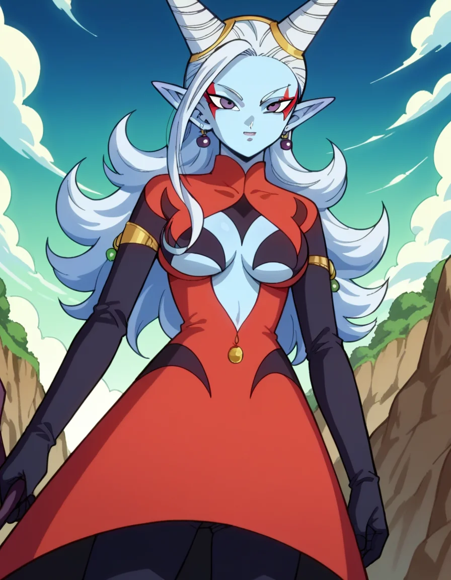 score_9, score_8_up, score_7_up, source_anime,
dragonballtowa, <lora:dragonball-towa-ponyxl-lora-nochekaiser:1>,
demon goddess towa,
outdoors, space,
looking at viewer, dutch angle, cowboy shot,