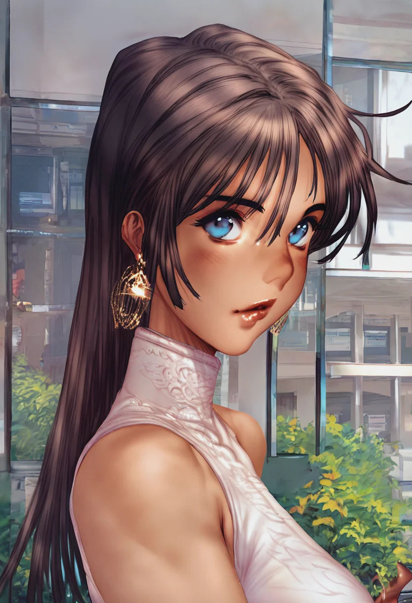 score_9, score_8_up, score_7_up, 1girl, mature_female, portrait, solo, Posing as if caught mid-sneeze, sideways, (Rust Miniskirt), dark blond hair, face, rating_safe, <lora:pony\artist_styles\masamune shirow_pony:1.2>