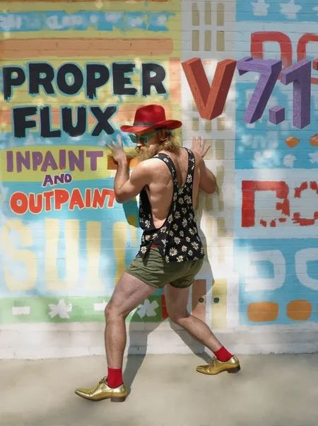 HD high quality photo of a man from behind, wearing a cowboy hat and golden metallic yellow shoes, he is posing showing his back in front of a wall, arms touching the wall.
🖌️ [Inpainted with Loras]: <lora:flux\CHAD_Silkies_bf16.safetensors:1.0:1.0>
🖌️ [Inpainted with Loras]: Tank Top Stringer Shirt - Flux - v1, Damp Armpits Flux v1_05 pre07, flux1-depth-dev-lora
🎯<lora:flux\my\stringerflux\Tank Top Stringer Shirt - Flux - v1.safetensors:1.0:1.0>
<lora:flux\my\damp\Damp Armpits Flux v1_05 pre07.safetensors:0.9:0.9>
<lora:flux\loratools\flux1-depth-dev-lora.safetensors:0.75:0.75>
🖌️ [Inpainted with Loras]: w4yn3wh1te, Textimprover-FLUX-V0.4, flux1-canny-dev-lora
🎯<lora:flux\w4yn3wh1te.safetensors:0.9:0.9>
<lora:flux\Textimprover-FLUX-V0.4.safetensors:1.0:1.0>
<lora:syml\lorasym\Flux\flux1-canny-dev-lora.safetensors:0.85:0.85>
🖌️ [Inpainted with Loras]: <lora:w4yn3wh1te>\.safetensors:[^ ]*<lora:Textimprover-FLUX-V0.4>\.safetensors:[^ ]*<lora:flux1-canny-dev-lora>
🎯<lora:flux\w4yn3wh1te.safetensors:0.9:0.9>
<lora:flux\Textimprover-FLUX-V0.4.safetensors:1.0:1.0>
<lora:syml\lorasym\Flux\flux1-canny-dev-lora.safetensors:0.75:0.75>