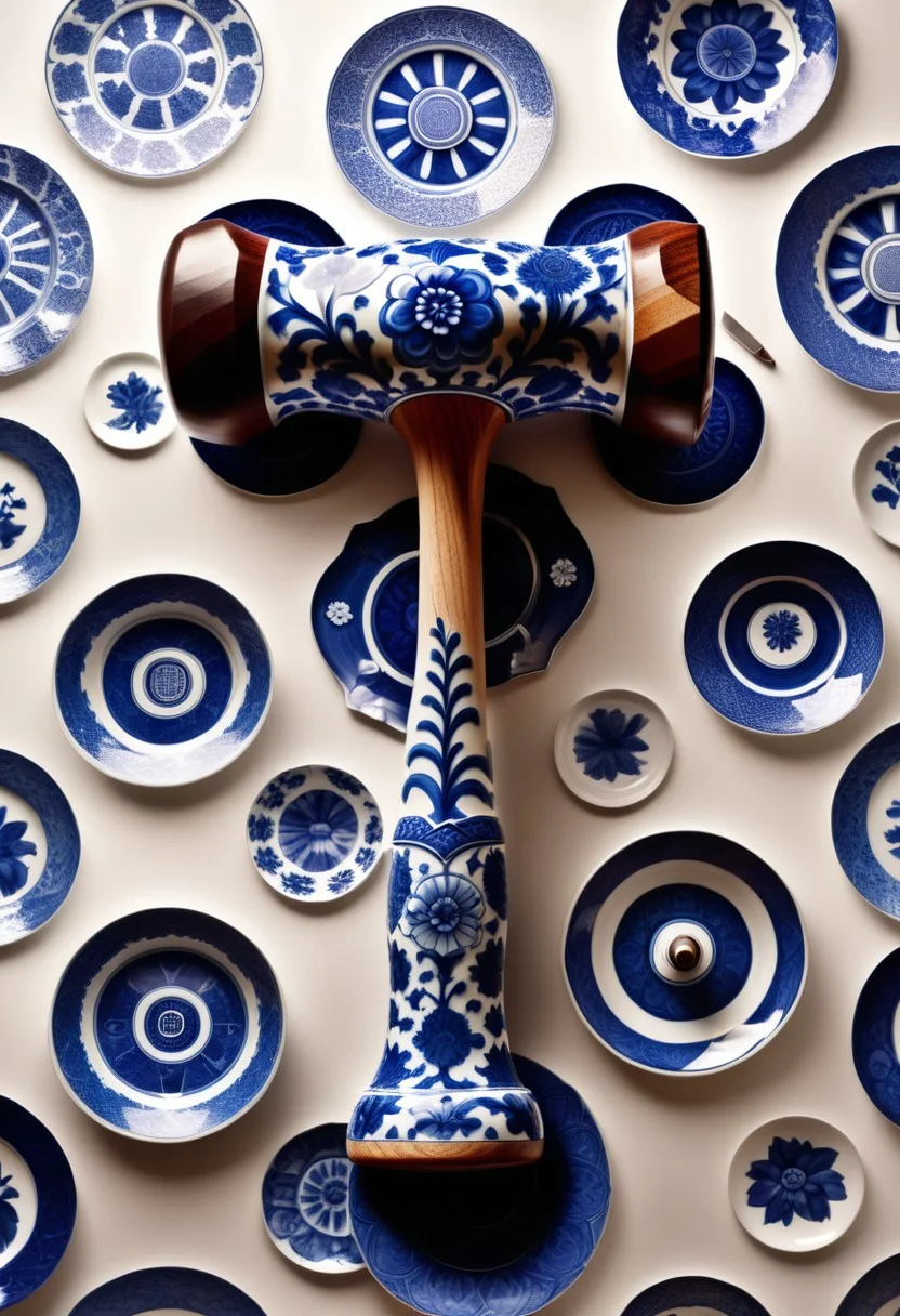 a hammer made out of Bluepatternporcelain