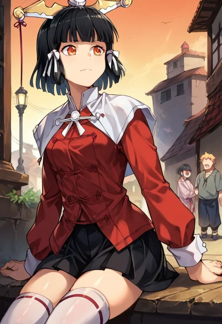 score_9, score_8_up, score_7_up, source_anime,
kuroinukaguya, <lora:kuroinu-kaguya-ova-ponyxl-lora-nochekaiser:1>,
kaguya, black hair, orange eyes, hime cut, short hair,
thighhighs, pleated skirt, red pants, puffy sleeves, red coat, 1girl, solo, Pink hair, outdoors, cafe, light smile, sitting,(((lustrous skin:1.5,bright skin: 1.5,skin,shiny skin,very shiny skin,shiny body,plastic glitter skin,exaggerated shiny skin,illuminated skin))),(detailed body,(detailed face)),