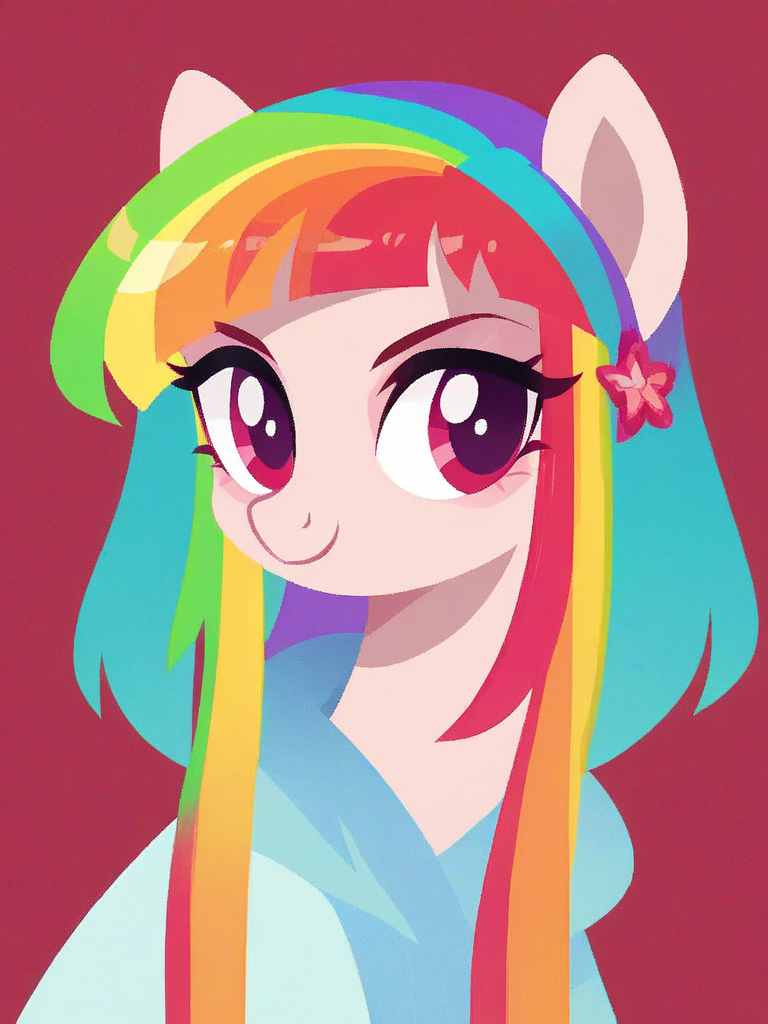 score_9, score_8_up, score_7_up, score_6_up,feral pony,Rainbow hair, show accurate, red background,<lora:Pony\PonyMinimalStyle.safetensors:0.8:0.8>