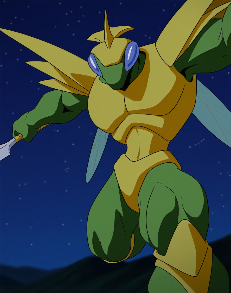 <lora:Hyper_Katris_(Shinzo)_(Illustrious)_(AD):1> Hyper Katris, mantis, Shinzo, 
((
exterior, anime night sky, mountains, bent leg, cowboy shot, 
dynamic action, insect anthro, male focus, strong warrior, manly, bounty hunter villain, 
)),
BREAK: very awe, aesthetically pleasing, masterpiece, best quality, amazing quality, very aesthetic, perfect depth of field shot, gradient coloring, subsurface reflections, 3d rendering, photographic realism, bare legs, green legs, source_furry, furry_art, 
masterpiece, best quality, amazing quality, very aesthetic, high resolution, ultra-detailed, absurdres, newest, scenery, {Prompt}, BREAK, detailed background, volumetric lighting,
BREAK: lazympos, lazypos (3),