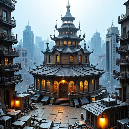 mad-shingles, <lora:Shingles_SDXL:0.8> (chips:0.35), perfect composition, (view of city lights made out of roof tiles:0.95), elaborate, (ultra realistic:1.1), detailed background, masterpiece, best quality, intricate, extremely detailed, intricate