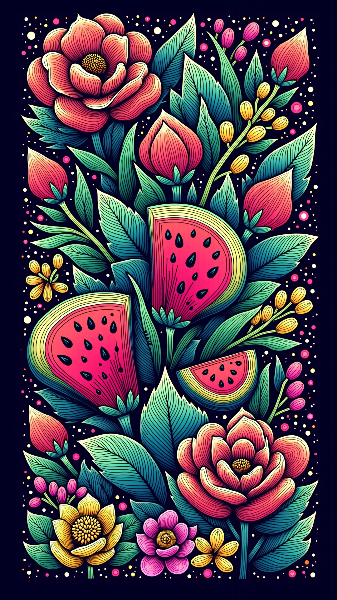 colorful, watermelon<lora:NoctichromeFlux:1>