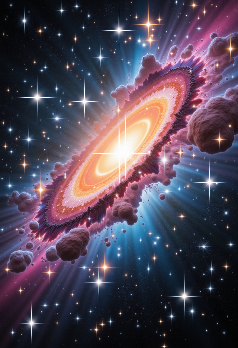a galactic nebula with a floating sparkling effect
