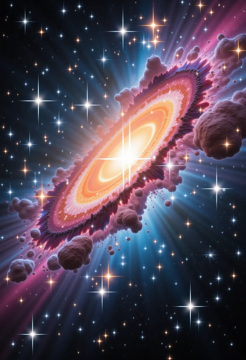 a galactic nebula with a floating sparkling effect