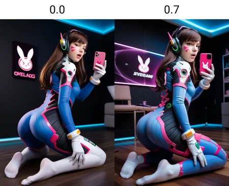 score_9, score_8_up, score_7_up, score_6_up, score_5_up, score_4_up, realistic
1girl, solo, d.va \(overwatch\), brown hair, long hair, bodysuit, gloves, white gloves, ass, facial mark, whisker markings, lpilot suit, glass ceiling, facepaint, sitting, kneeling, ribbed bodysuit, shoulder pads, animal print, open mouth, headphones, from behind, full body, neon trails, bunny print, selfie, clothes writing, breasts, armor, bangs, no shoes, long sleeves, thighhighs, swept bangs, skin tight, bracer, seiza, feet, holding phone <lora:cfg_scale_boost:0.0>