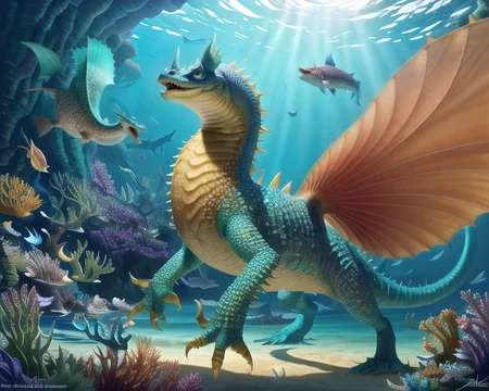 water, light rays, particles, beautiful studio soft light, rim light, vibrant detail painting, seadragon, sea <lora:silavrav2:0.6>
