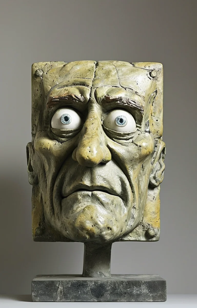 masterpiece,best quality,<lora:tbh133-sdxl:0.85>,(((portrait of SpongeBob SquarePants))),drawing,style of Raymond Duchamp-Villon,sculpture,