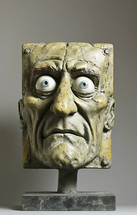 masterpiece,best quality,<lora:tbh133-sdxl:0.85>,(((portrait of SpongeBob SquarePants))),drawing,style of Raymond Duchamp-Villon,sculpture,