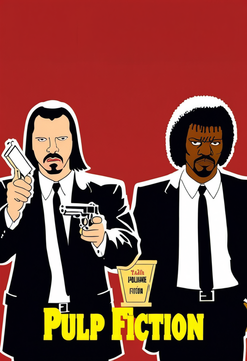 Pulp Fiction movie poster <lora:Everly_Heights_Comics:1>
