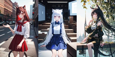 highly insanely detailed, masterpiece, top quality, best quality, highres, 4k, 8k, RAW photo, (very aesthetic, beautiful and aesthetic), 
(1girl:1.3), solo focus, cat girl, 
[[small waist]], [skinny], (anorexic, anorexia:1), 
<lora:Anorexition_v1-rep60-d64-a48:0.5>, 
(__lazy-wildcards/char/haircolor__), 
__lazy-wildcards/dataset/background__,âââ