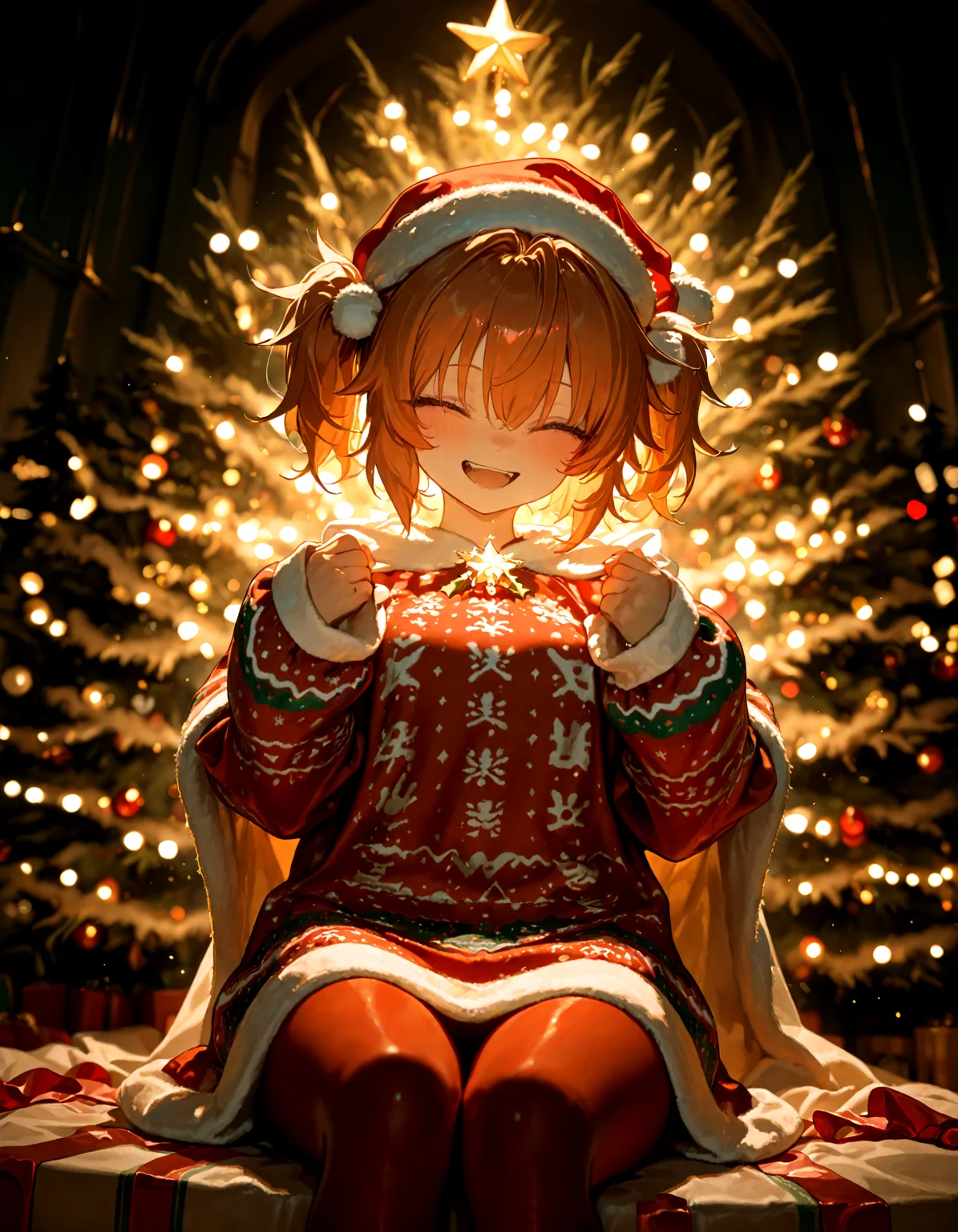 Christmas, dress, red pantyhose ,santa_hat ,Christmas sweater,
1girl, solo, sunny_milk, soft lighting, happy,
masterpiece, best quality, amazing quality, very aesthetic, absurdres, newest, (volumetric lighting),
<lora:world_christmassweater:0.5>,<lora:cfg_scale_boost:0.5>, <lora:ponyv5_noobE11_1_adamW:0.5>, <lora:illustrious_noobai_epsilon_pred_1_best_quality_v1:0.5> ,<lora:illustrious_noobai_epsilon_pred_1_masterpieces_v1:0.5> ,<lora:illustrious_noobai_epsilon_pred_11_very_aesthetic_v1:0.5>