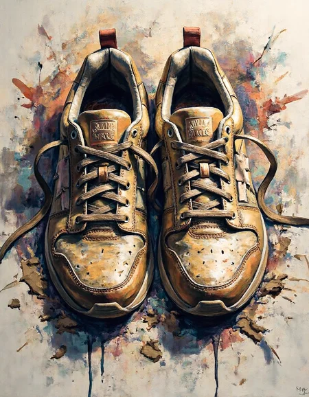 ssf_4bstr4ct painting of a pair of sneakers in mud