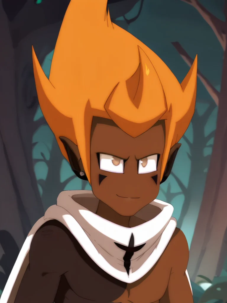 <lora:PonyQuality_V3.3:0.8>,<lora:Wakfu_CharacterPackV02:1>,tristepin,<lora:2.5DCartoonV2:0.8>,happy,solo,forest,