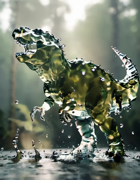 <lora:Aether_Aqua_v1_SDXL_LoRA:1> a photo of a t-rex made of water, bokeh pre-historic forest background, water drops, cinematic, intricate