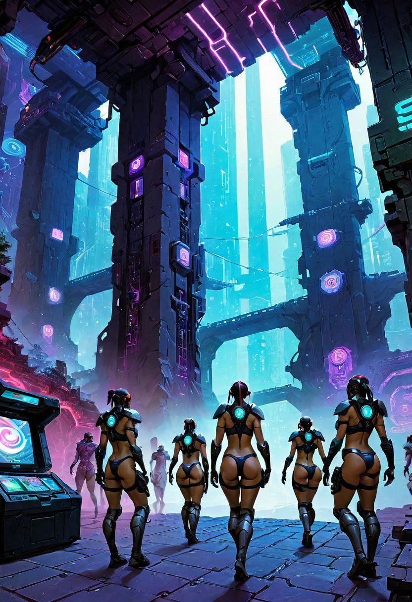 ASCIIshadowrun_party, cyberpunk, high-tech lowlife, netrunner, stylized, shadowrun_surface
