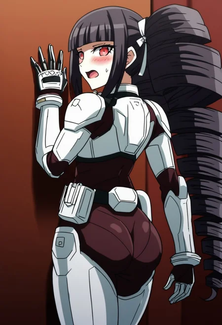 score_9, score_8_up, score_7_up, <lora:offset_0.2:0.1>, <lora:spo_sdxl_10ep_4k-data_lora_webui:1>, BREAK,
1girl, solo, source_anime, BREAK,
terraformarsmoviebodysuit, armored bodysuit, black bodysuit, white armor, boobplate, shoulder pads, wrist guards, black gloves, white gloves, utility belt, belt pouch, hip armor, thigh armor, <lora:Terraformars:1>, BREAK,
<lora:celestia-ludenberg-s1-ponyxl-lora-nochekaiser:1>, celestia ludenberg, long hair, bangs, black hair, red eyes, long sleeves, twintails, drill hair, twin drills, medium breasts, BREAK,
embarrassed, blush, open mouth, looking back, looking at viewer, BREAK,
against wall, ass focus, huge ass, BREAK,
from behind, indoors