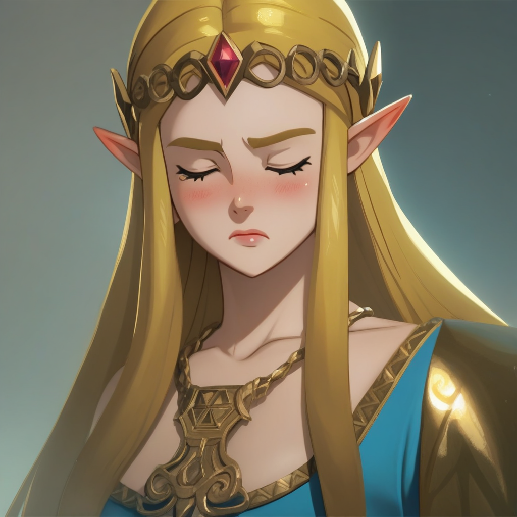 score_9, score_8_up, score_7_up,score_6_up, TW1L1GHT0FTH3G0D5, source_hentai, source_anime, masterpiece, 2D, Princess Zelda, lips, shiny_skin, sexy, modeling, posing, rating_explicit, blonde hair, green eyes, embarrassed, wince, blush, blonde pubic hair, uncensored, pussy, pussy juice, source_anime,