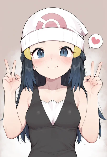 masterpiece,best quality,amazing quality,
1girl, dawn (pokemon), solo, hat, heart, long hair, blue eyes, spoken heart, smile, beanie, looking at viewer, breasts, blush, upper body, v, white headwear, closed mouth, collarbone, blue hair, double v, hair ornament, hairclip, eyelashes, black hair, hands up,
<lora:Healthyman_epoch_10:1>