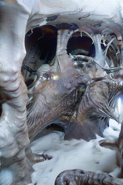 a mystical abstract organism that create a medieval knight armor in a dark and strange cave,dark, horror, obscure, mystic, mystical, splatter, organic, realistic, real, hyper realism
