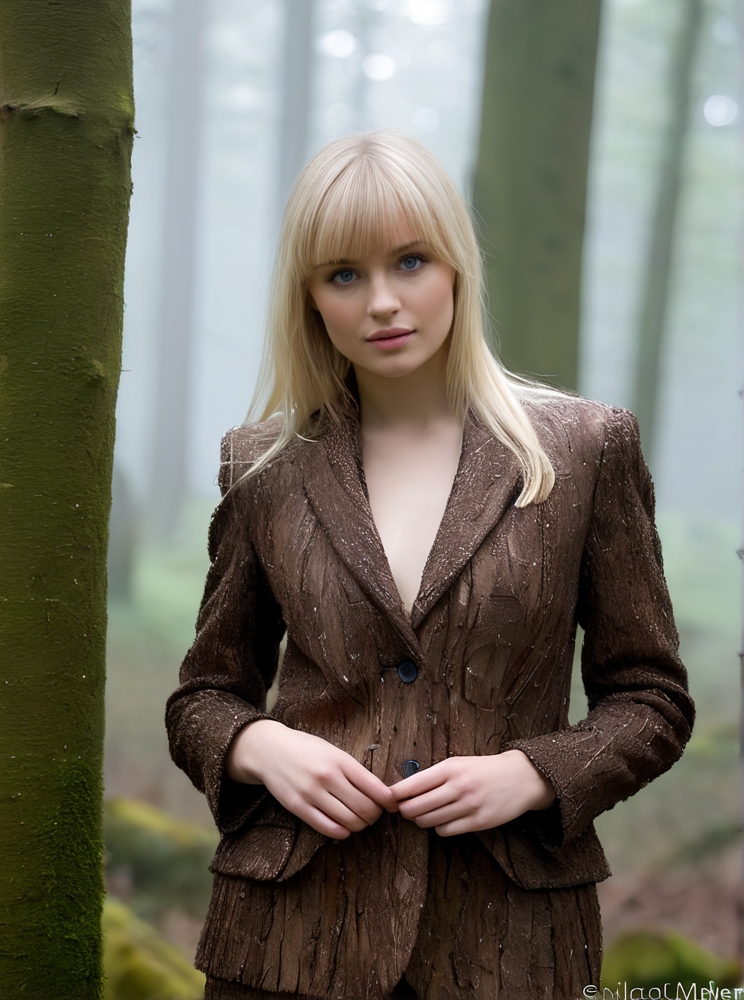 Photo of Sylvia Myren, girl wearing a wooden bark suit, posing in a misty eldritch forest, castle ruins in woods, <lora:PerfectEyesXL:0.5>, (detailed, ultra-detailed body:1.1),best quality,photo-realistic,highly detailed,absurdres,cinematic lighting,hyper-realistic,sharp focus,32k resolution,detailxl,SimplePositiveXLv2,