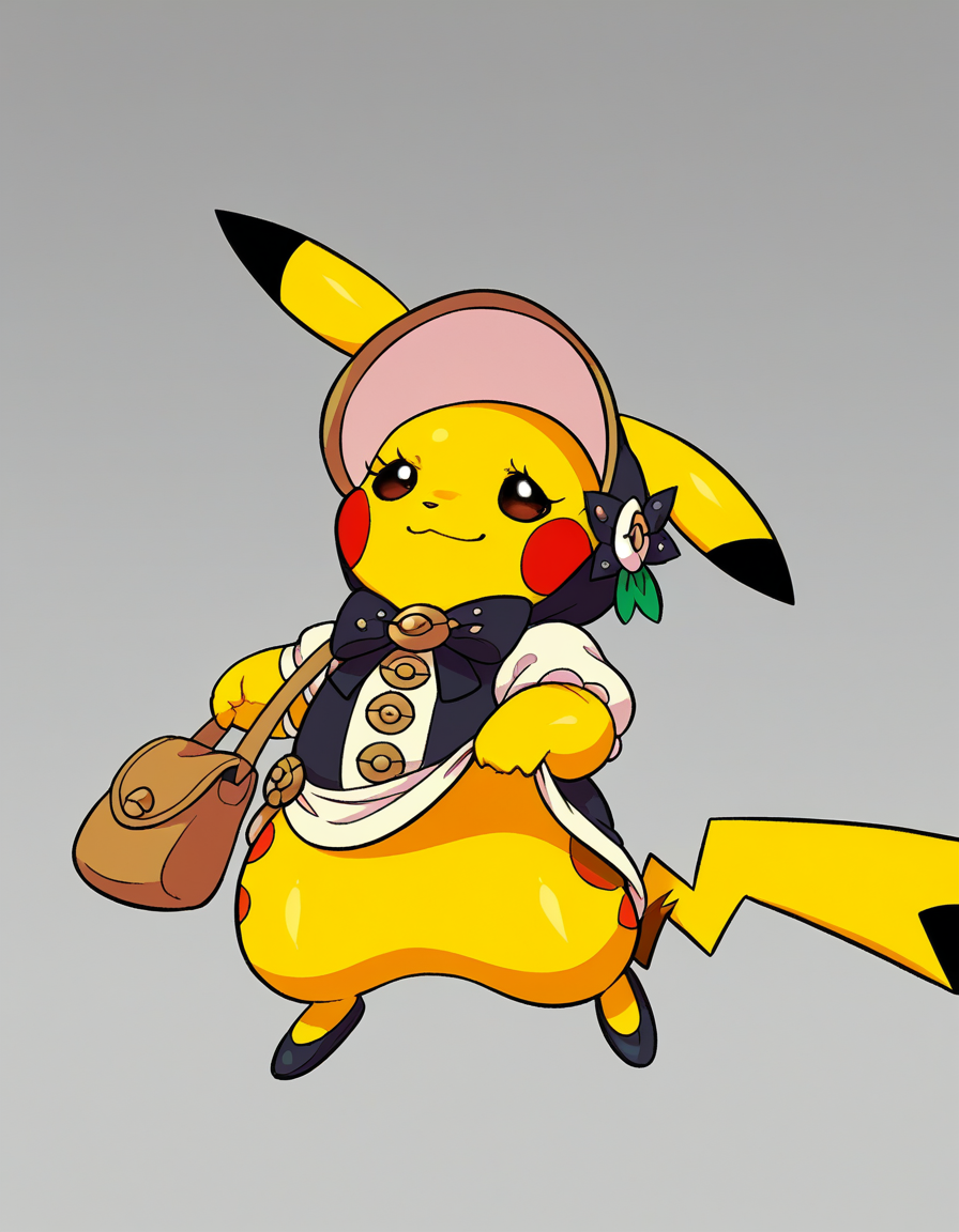zPDXL, score_9, score_8_up, score_7_up, score_6_up, score_5_up, source_anime, 4k, absurdres, 1girl, solo, 
<lora:Cosplaychu_v1-1-20:0.8>, cosplay pikachu, pokemon \(creature\), pikachu ears, pikachu tail, feral, eyelashes, shortstack, flat chest,
Amish person wearing a pastel blue simple tunic, modest dress, leather shoes, carrying a handmade bag,black bonnet,