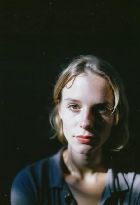 FP100C, instagram photo, portrait photo of 26 y.o german woman, perfect detailed eyes, natural skin, hard shadows, film grain