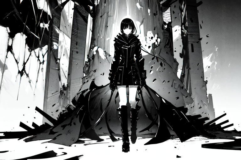 highly insanely detailed, masterpiece, top quality, best quality, highres, 4k, 8k, RAW photo, (very aesthetic, beautiful and aesthetic),  
tsutomu nihei,nihei_tsutomu,blame!,blame gakuen!,abara,TNstyle,sidonia_no_kishi,(tower,tunnel,city ruins,giant room,sidonia \(ship\),deep horizon,lab,mausoleum), 
<lora:ABARA:0.8>, 
(1girl:1.3), 
solo focus, 
a colorful background,(colored camouflage background,dripping colors background,solid color background),âââ