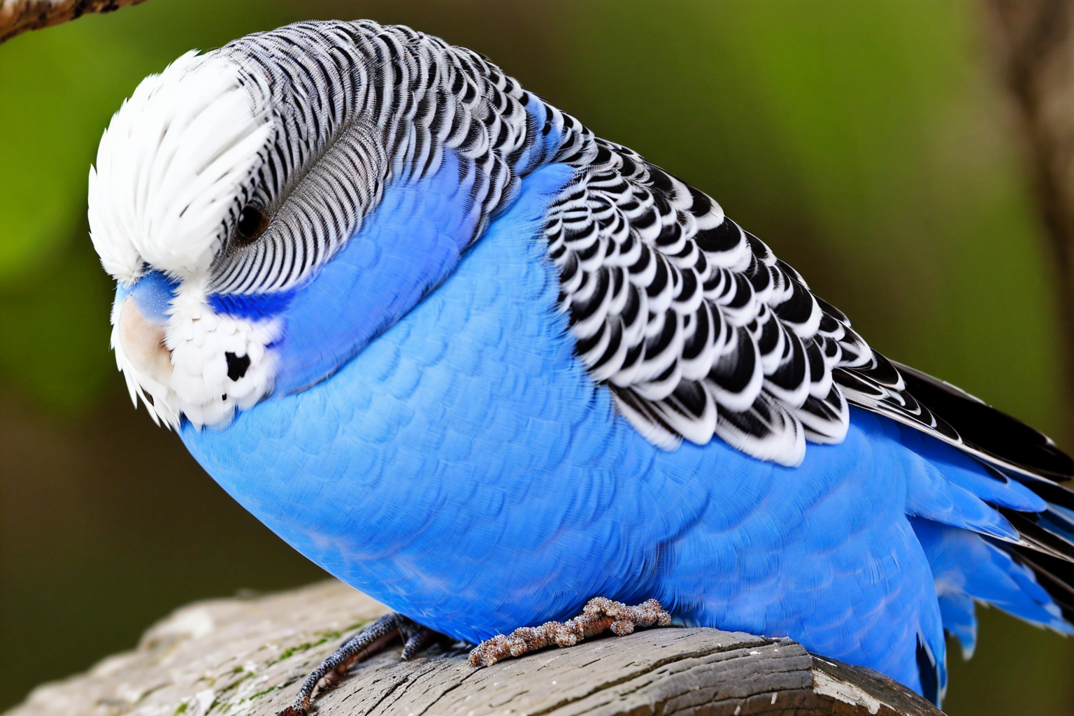 (masterpiece, best quality:1.2), ultra-detailed, (a blue and white parakeet:1.1) in the forest:1.2), (realistic:1.5), <lora:EdobBudgies_v1.0:1>