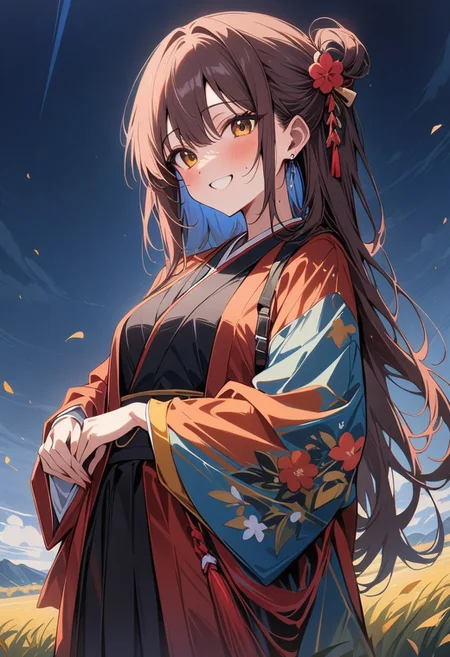 (masterpiece,best quality:1.5), high quality details,, amazing quality, newest, scenery, volumetric lighting
shiny skin, BREAK,
1girl, bocchi the rock!,
japanese kimono, colorful kimono,
, smile, happy,
qu4ntum