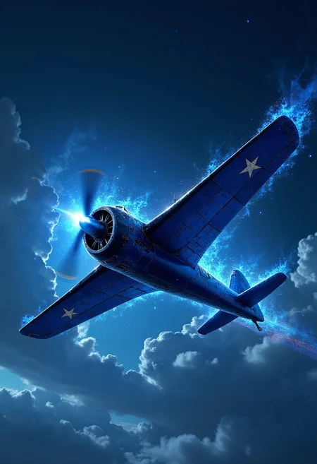 A single, crazy blue and black fighter in the sky. It overwhelms the viewer with its artistic flying skills while trailing a meteor tail.
Ace pilot of the Republic who was unrivalled in the 1940s.
His second name is: The Magician of the Blue Wings, a genius aviator, one of a kind in 100 years.
The warriors who challenged him, were destroyed by him, were overrun by him and scattered became many stars.
The Milky Way is said to be the graveyard of such aerialists.
‘As we drive our dreams, we fly across the sky and weave our dreams for tomorrow's night.’
He told me with few words.
'The fighter who wants peace more than anyone else, who gives up everything, who flies faster than anyone else.
Like a song spinning in the night sky, it pioneers the starry skies, scattering fantastic sparkles.