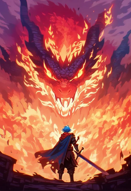 score_9,score_8_up,score_7_up
solo, knight paladin, sword and shield,
foreshortening, warped perspective, fisheye,
bosstyle, giant Demon, bsft,
collumns, hell, Fire,
smoke,
blue sigils, magical sigils,
pixel, commodore,
terror, horror, eerie,
bosstyle,
male focus, cape, from behind, tall warrior