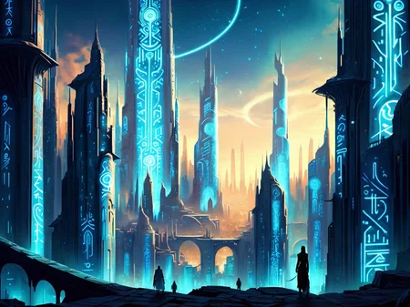 <lora:MagicAI:.9>   GlowingRunesAI_paleblue   city , Highly detailed, sci fi fantasy setting, intricate detailed background