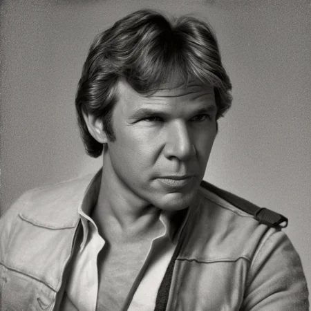 portrait photo of Han solo, highly detailed, by karsh